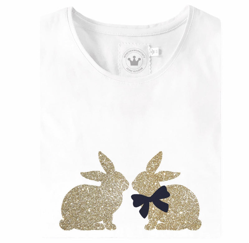 Mädchen T-Shirt Glitzer Hase