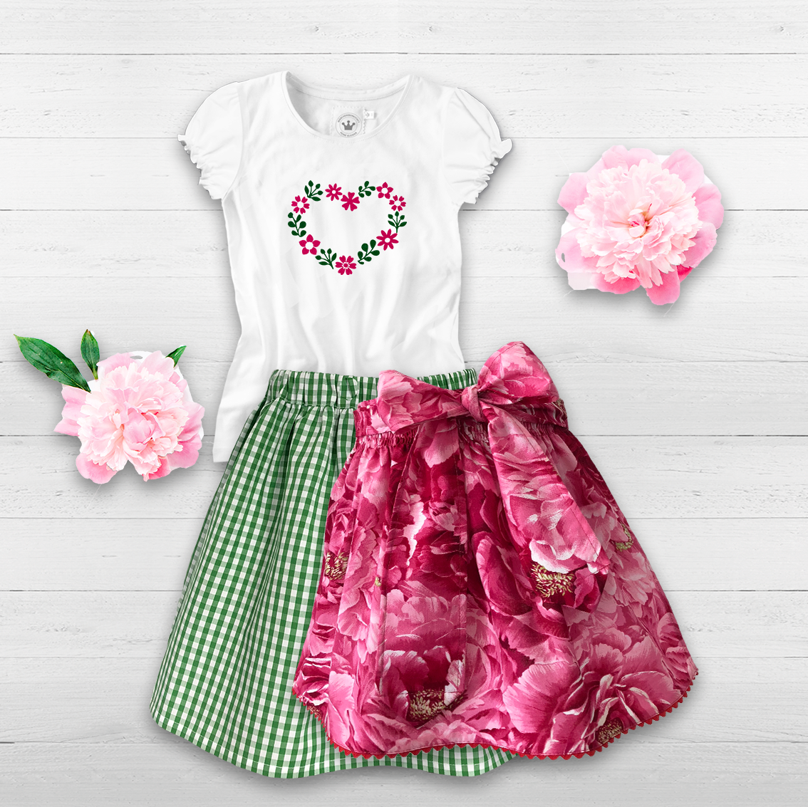 Kinder Dirndl Pfingstrose