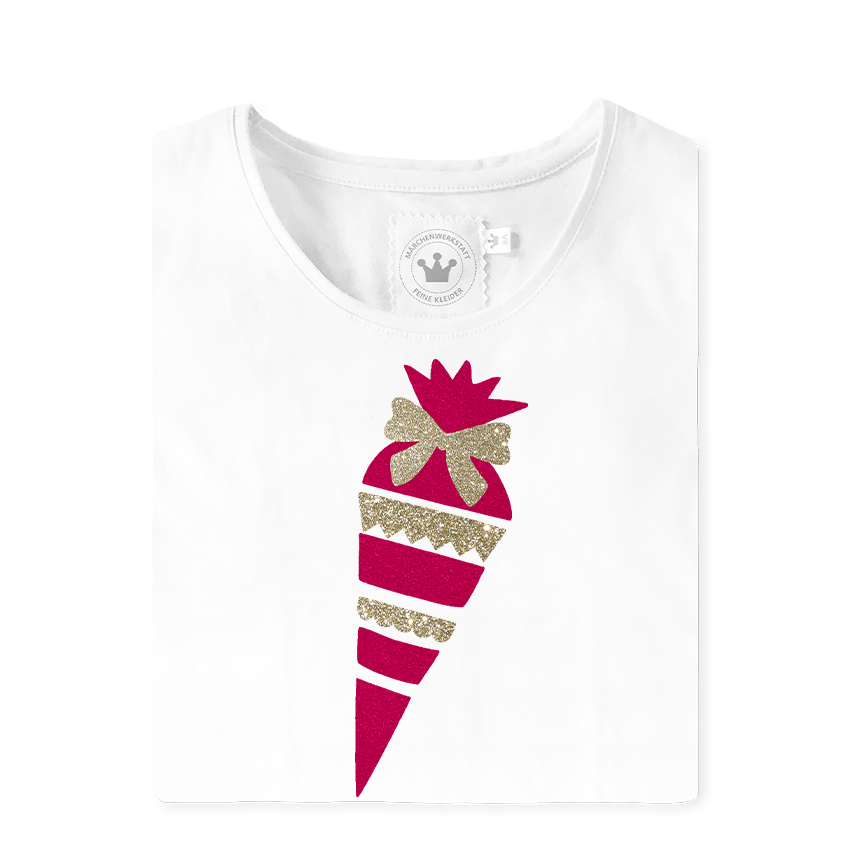 T-Shirt Schulanfang Zuckertüte pink gold